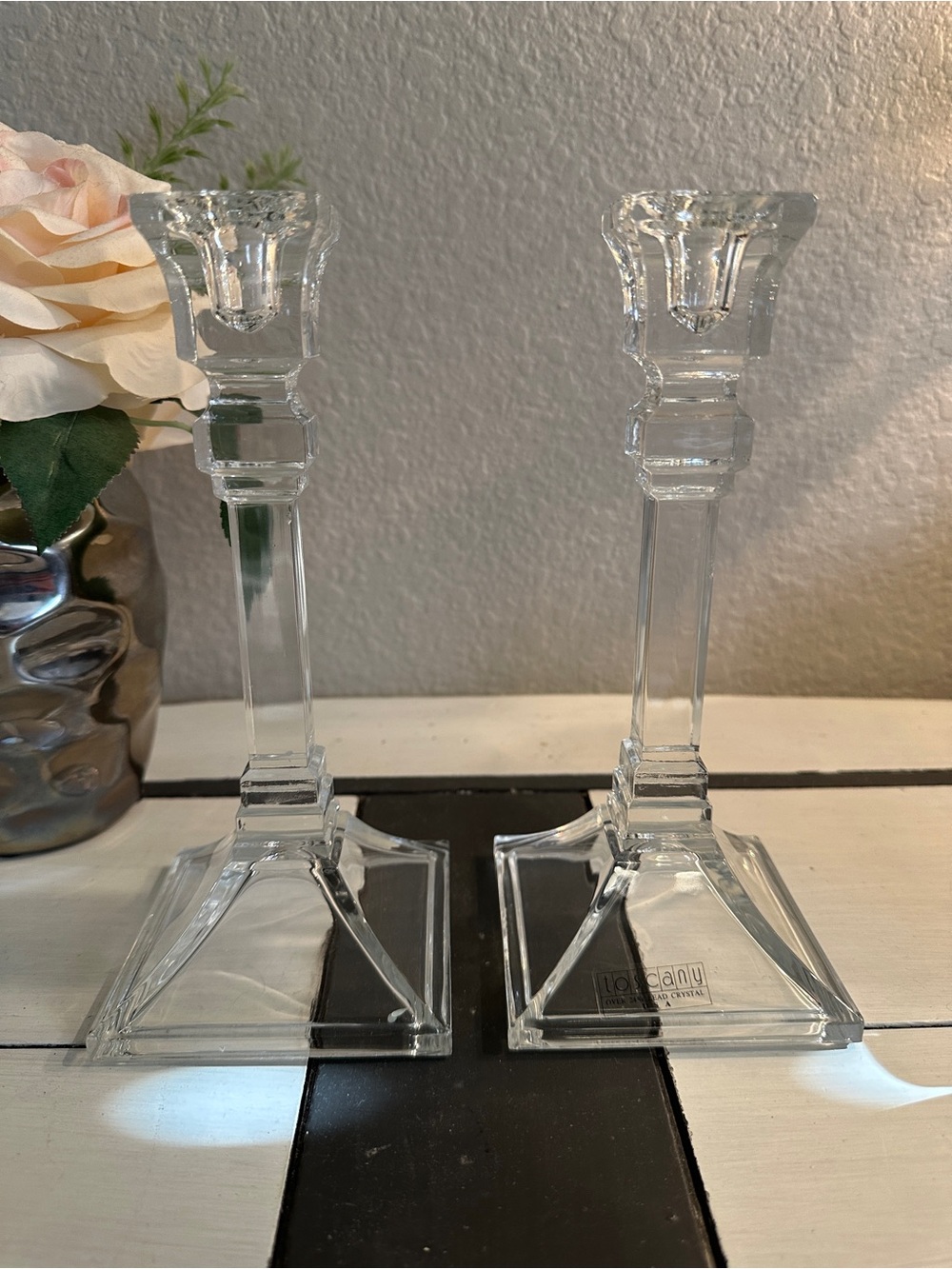 Toscany crystal Candlestick Holders - Pair